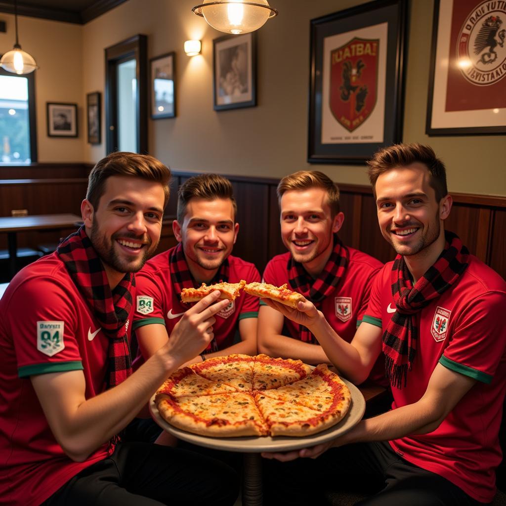 Pizza vor dem Spiel in Leverkusen genießen