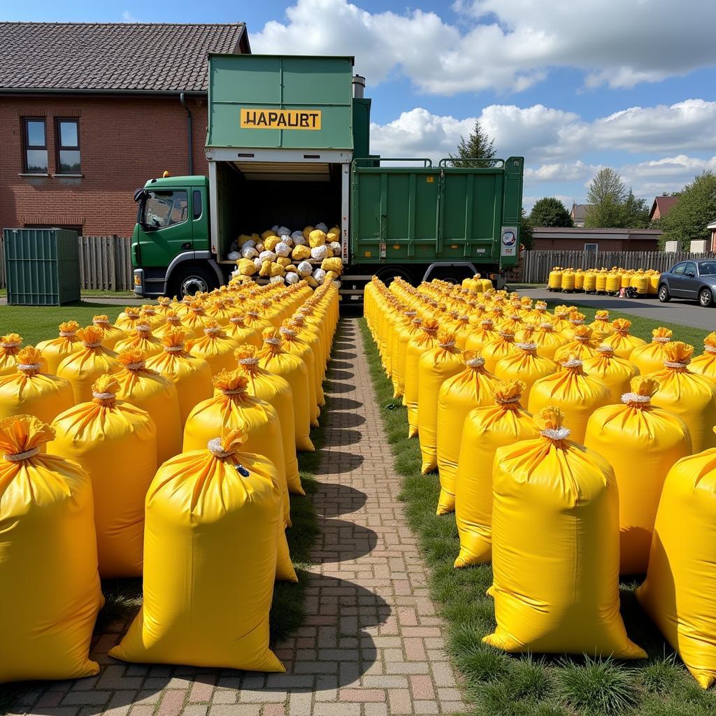 Recycling Leverkusen: Eine Darstellung des Recyclingprozesses in Leverkusen, der durch die richtige Befüllung des Gelben Sacks unterstützt wird.