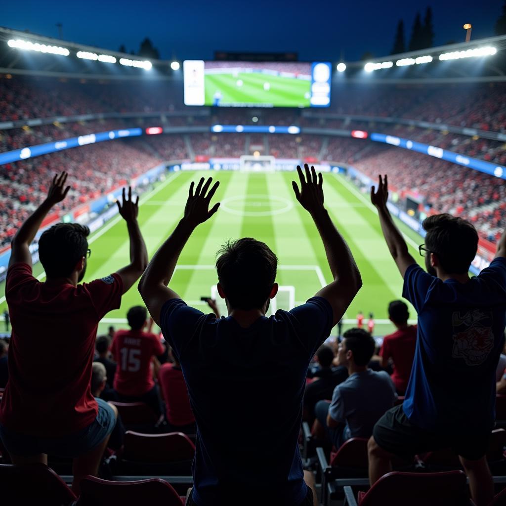 Fans interagieren mit digitalen Inhalten im Stadion.