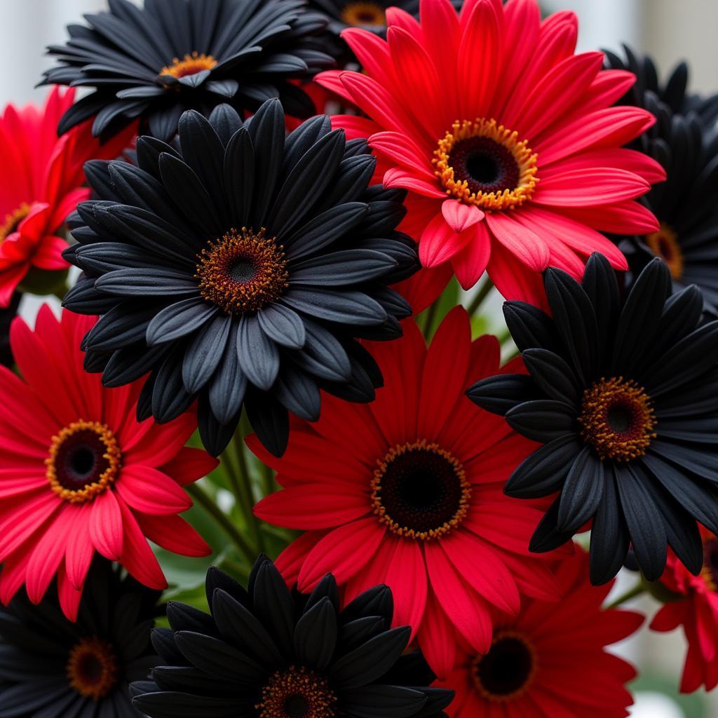 Schwarz-rote Blumen in Leverkusen