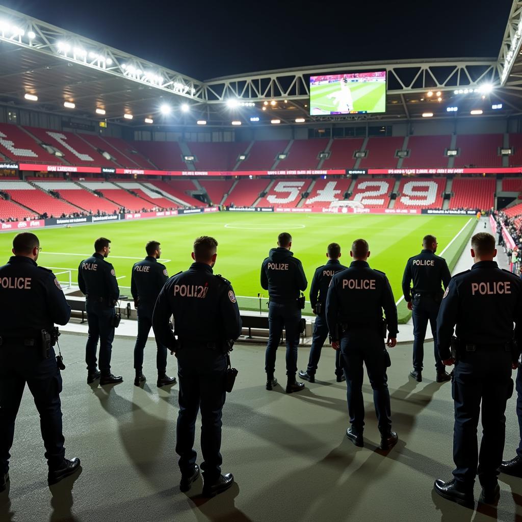 Polizeipräsenz bei einem Spiel in der BayArena.