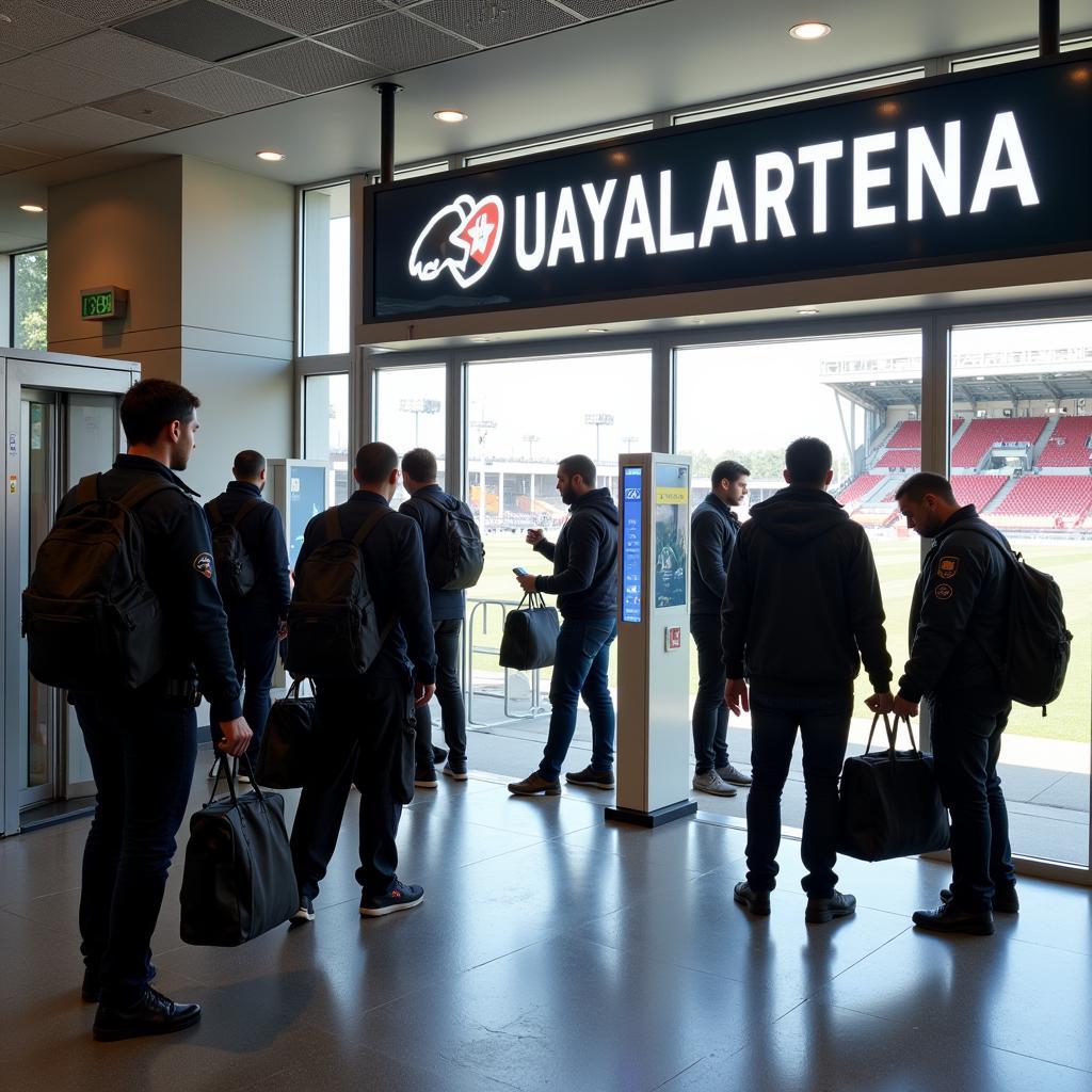 Sicherheitskontrollen im Stadion BayArena