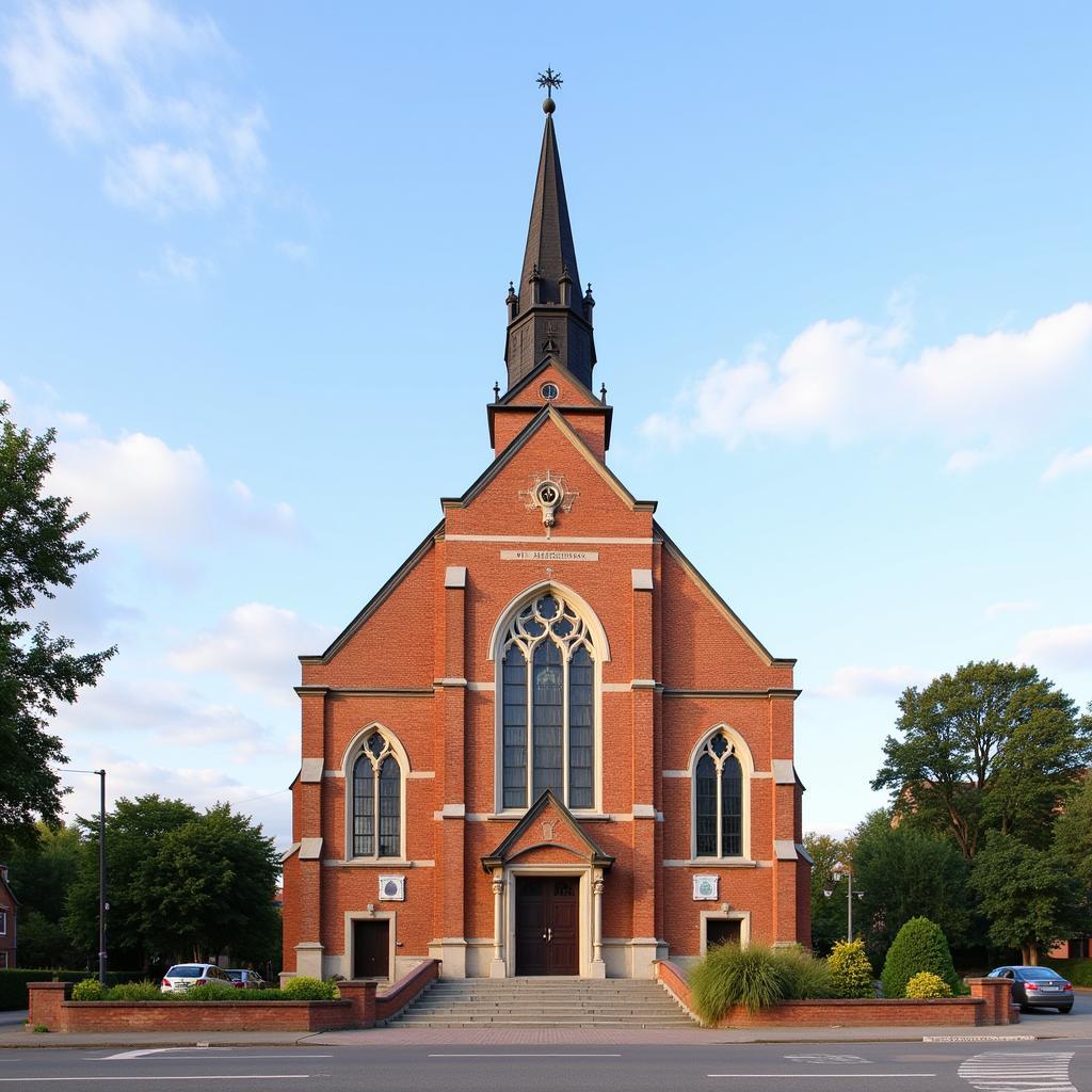 Die St. Aldegundis Kirche in Leverkusen an der Aldegundisstraße.