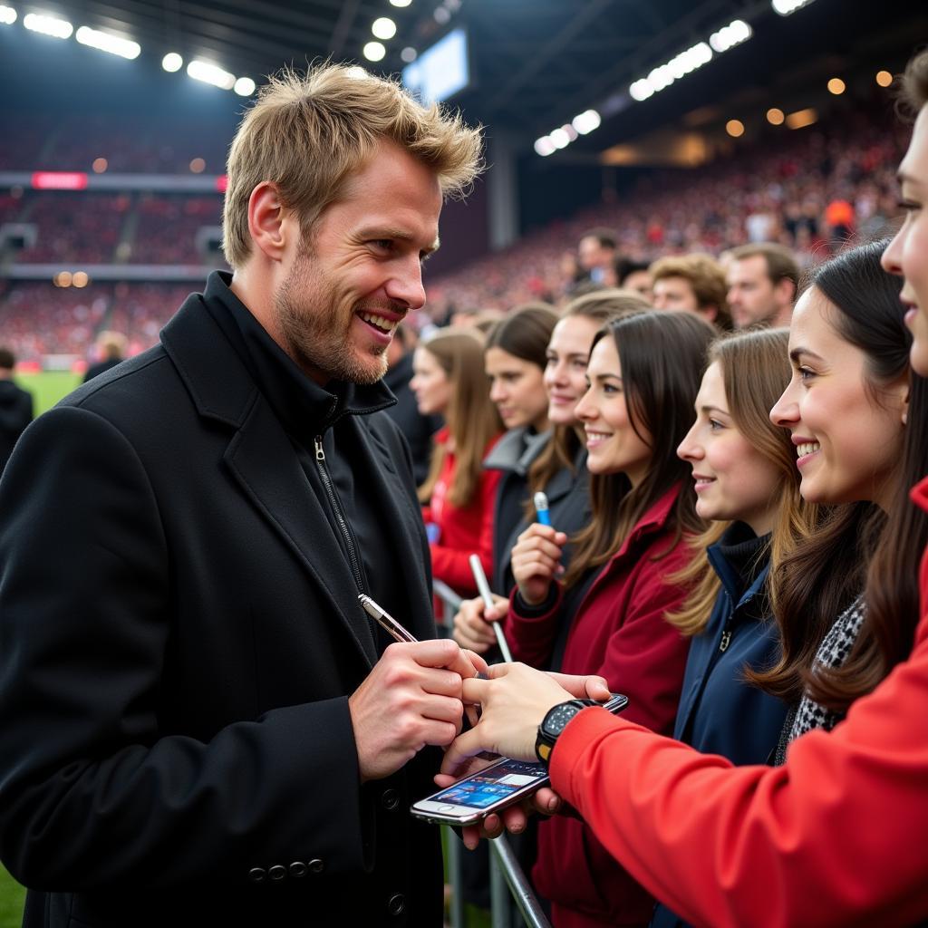 Stefan Kießling mit Fans in der BayArena.