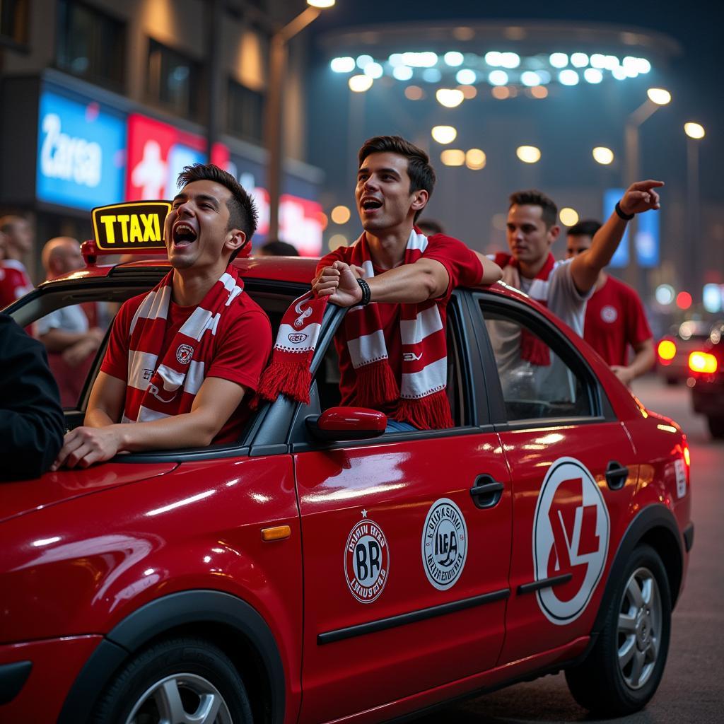 Taxi für Bayer Leverkusen Fans in Opladen