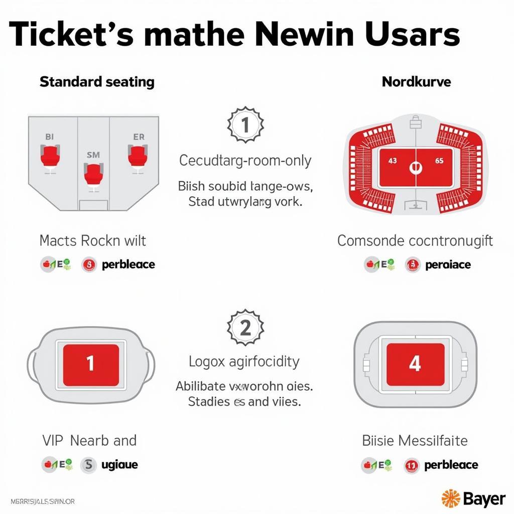 Verschiedene Ticketkategorien für Bayer 04 Leverkusen Spiele: Sitzplatz, Stehplatz, VIP.