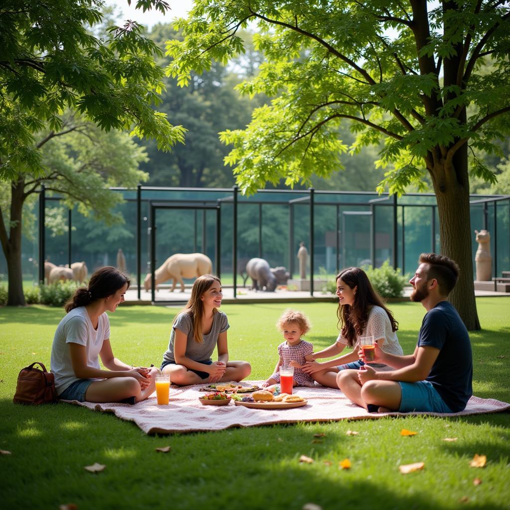 Familie beim Picknick im Tierpark