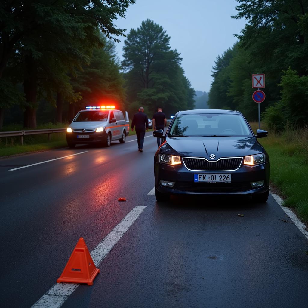 Unfallstelle sichern in Leverkusen Alkenrath