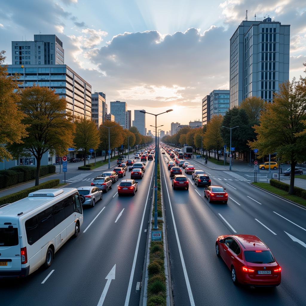 Verkehr auf dem Willy Brandt Ring in Leverkusen