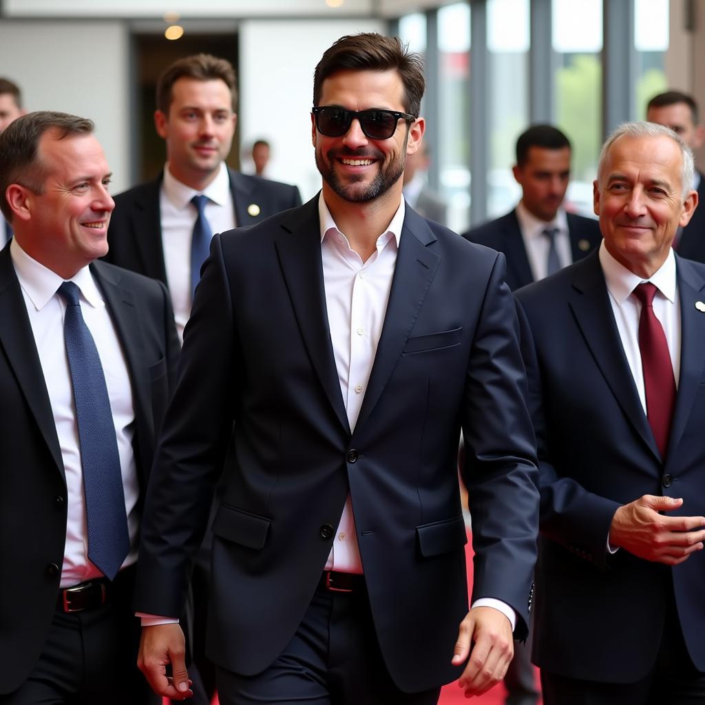 Xabi Alonso bei seiner Ankunft in der BayArena