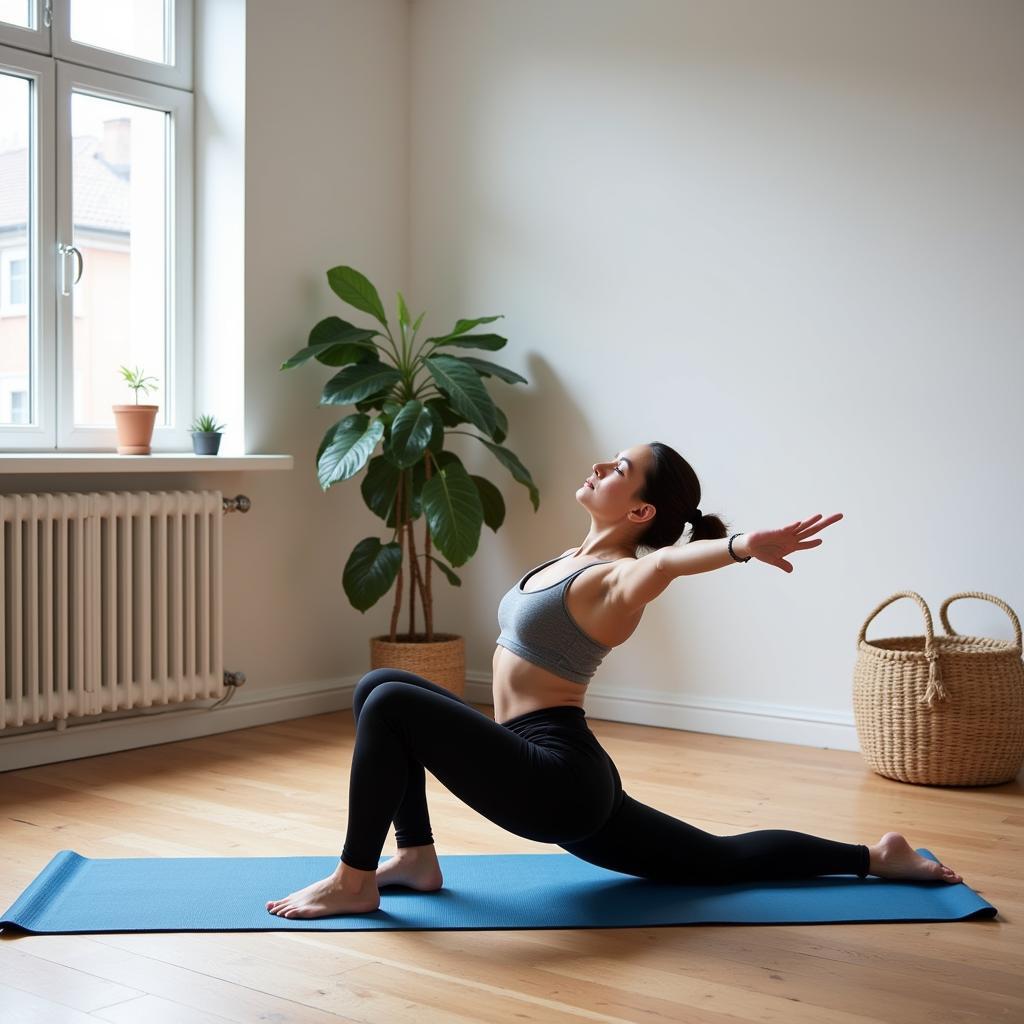 Anfänger in einer Yin Yoga Asana in Leverkusen